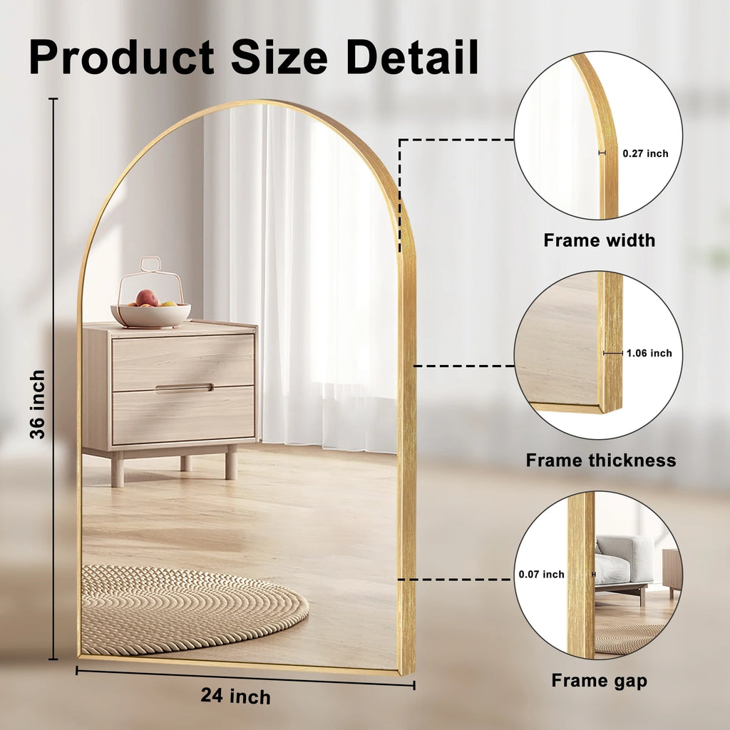 Bathroom Arch Aluminum Wall Mirror Vanity Mirrors