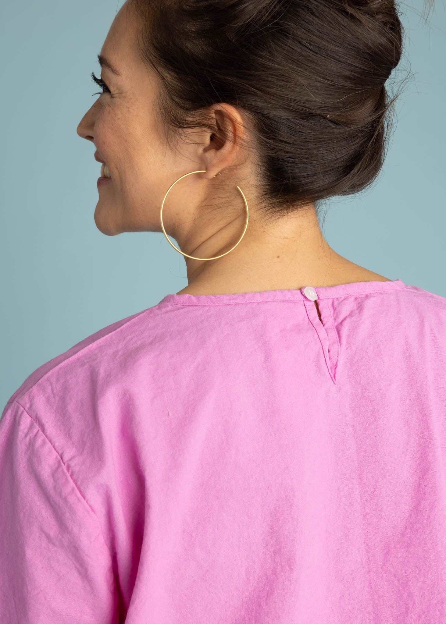 Mare Boxy Cropped Shirt - Linen Dahlia