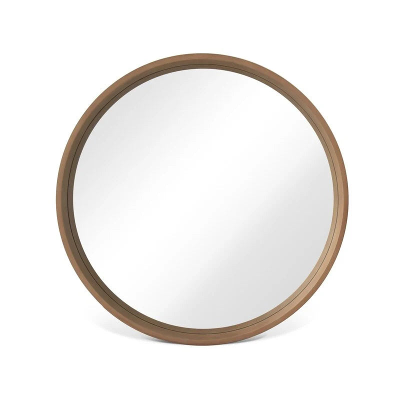Classic Wooden Frame Farmhouse Round Wall Mirror