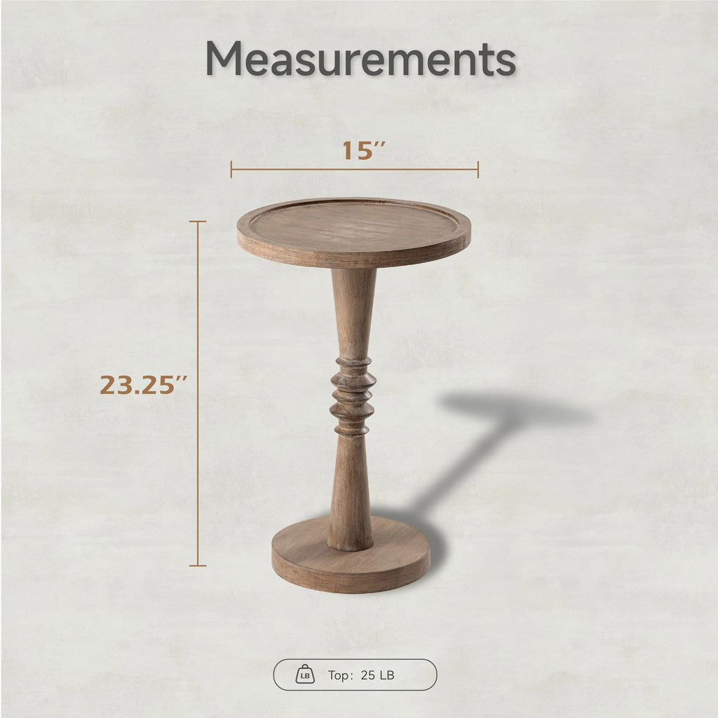 COZAYH Pedestal Small Drinking Table, Farmhouse Tray Top End Table, Distressed Finish, Traditional