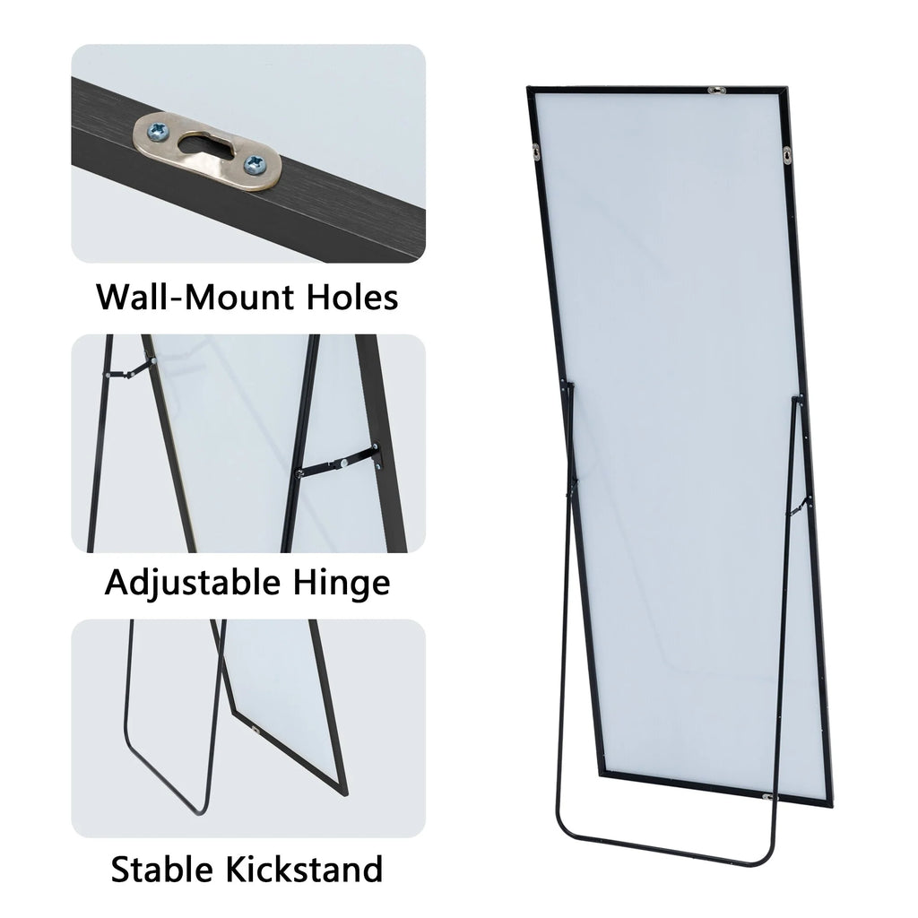 64x21 Full Length Floor Mirror with Stand Aluminum Alloy Frame,Wall-Mounted Mirror