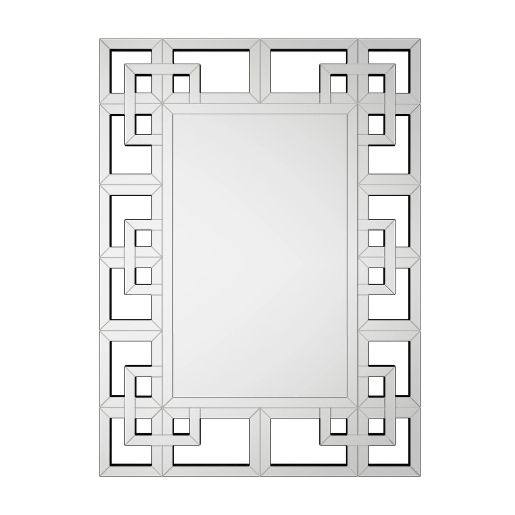 Large Wall Art Mirror Decor Silver Accent Geometric Frame