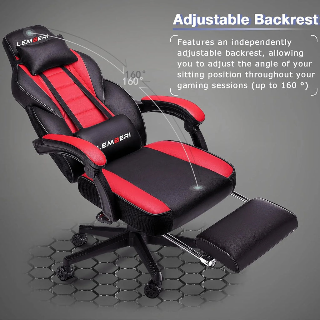 LEMBERI Video Game Chair with Footrest - Big & Tall 400Lb Capacity