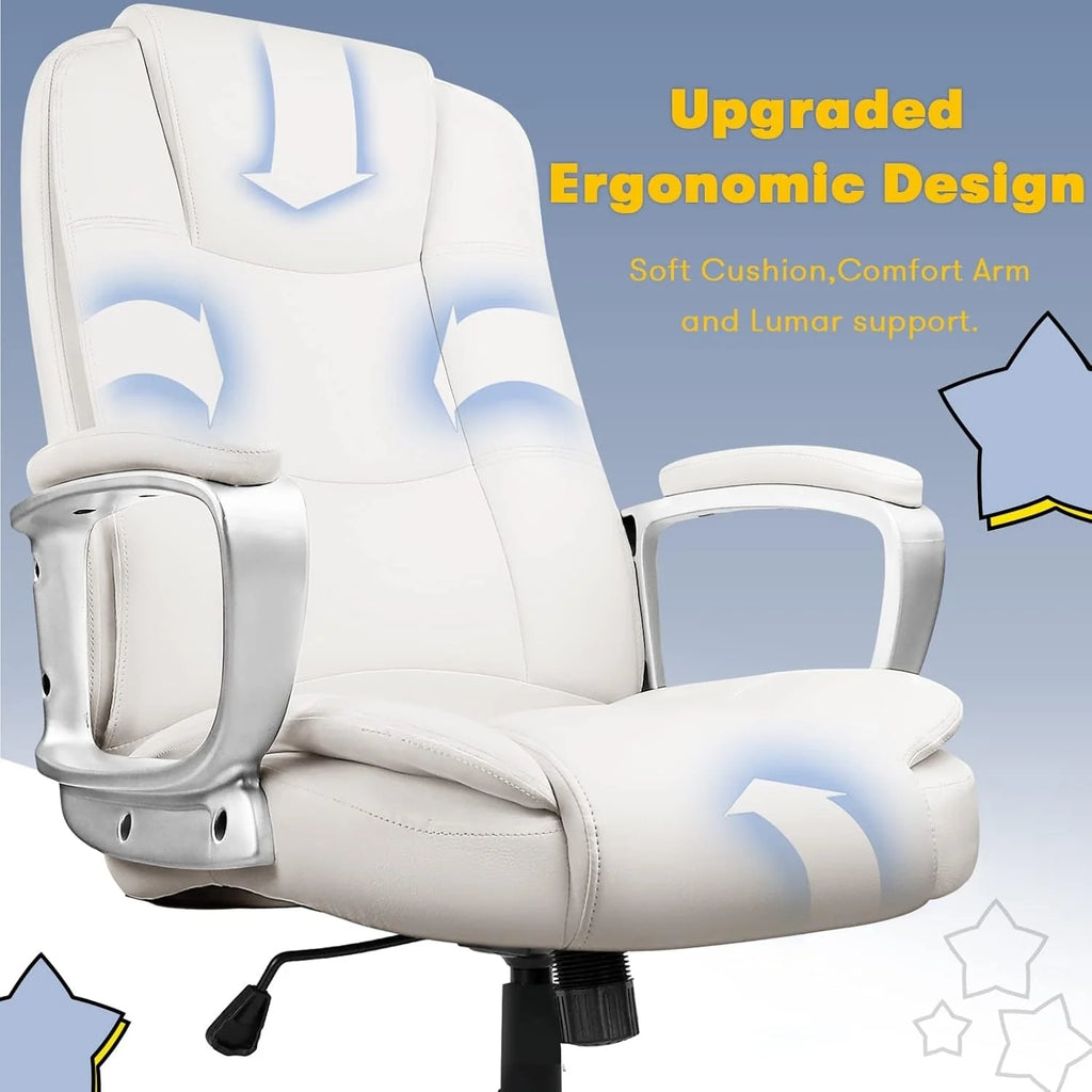 Bossin Big and Tall Office Chair High Back Executive Chair Ergonomic Adjustable Executive Leather Chair,400lbs