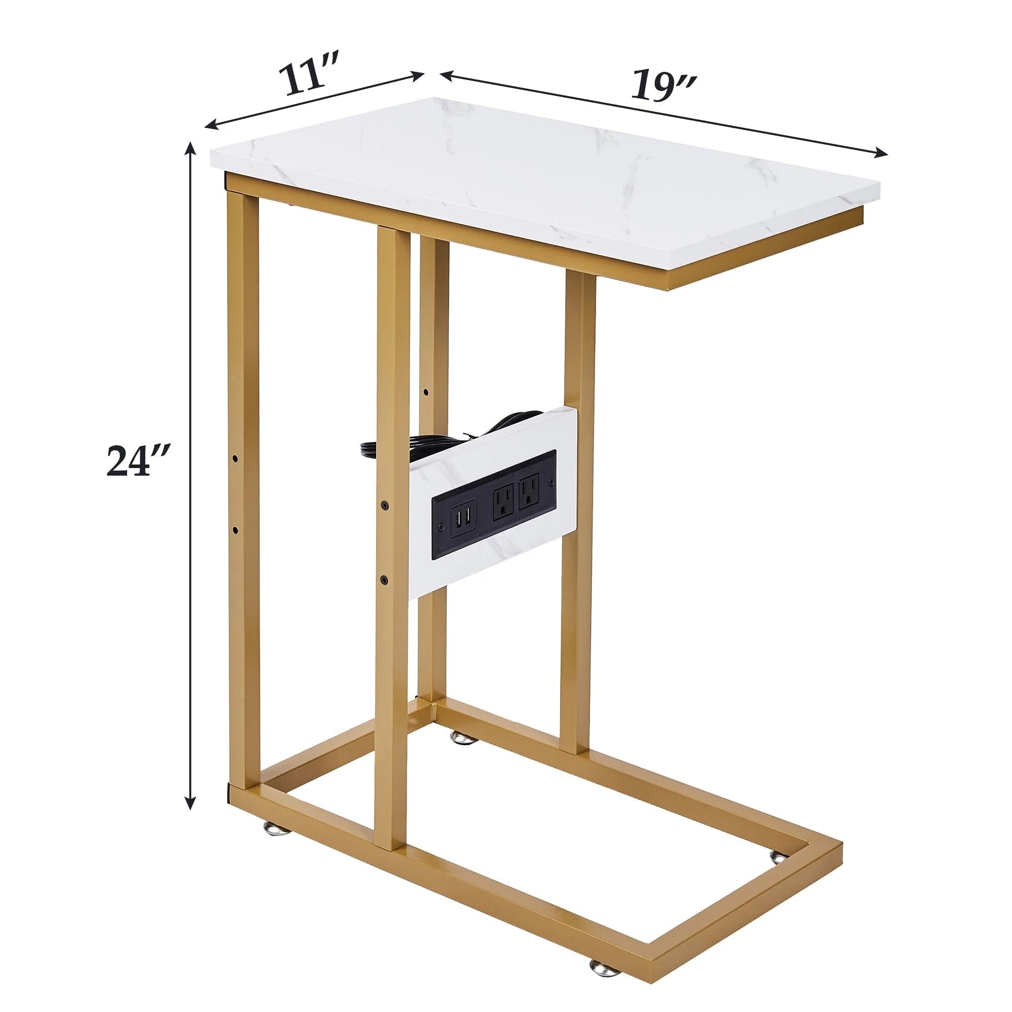 Javlergo Set of 2 C-Shaped Sofa Side Table, Small End Table for Living Room, Narrow Bedside/TV Tray Table