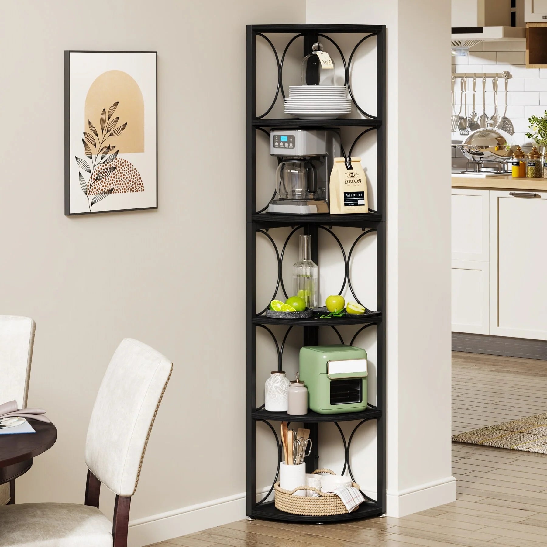 67 Tall Corner Shelf, Corner Bookshelf Bookcase Standing Shelving Unit