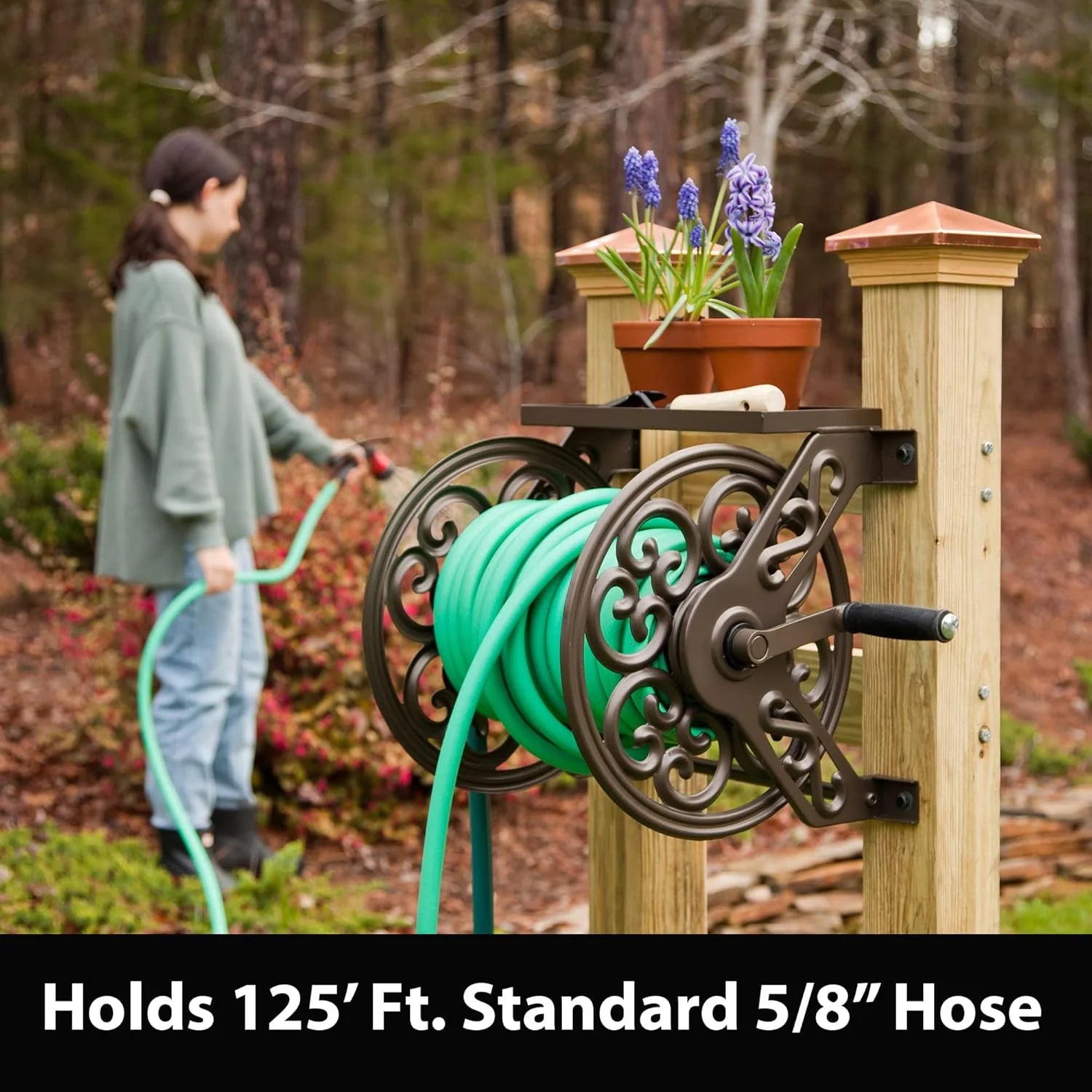 Liberty Garden 708 Steel Decorative Wall Mount Garden Hose Reel