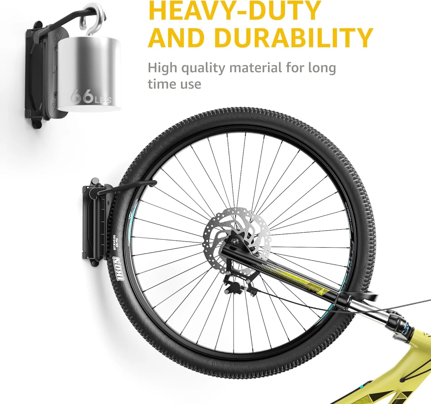 MONTEK Swivel Bike Wall Mount, Bike Hangers for Garage, Holds up to 66lbs,2 Pack