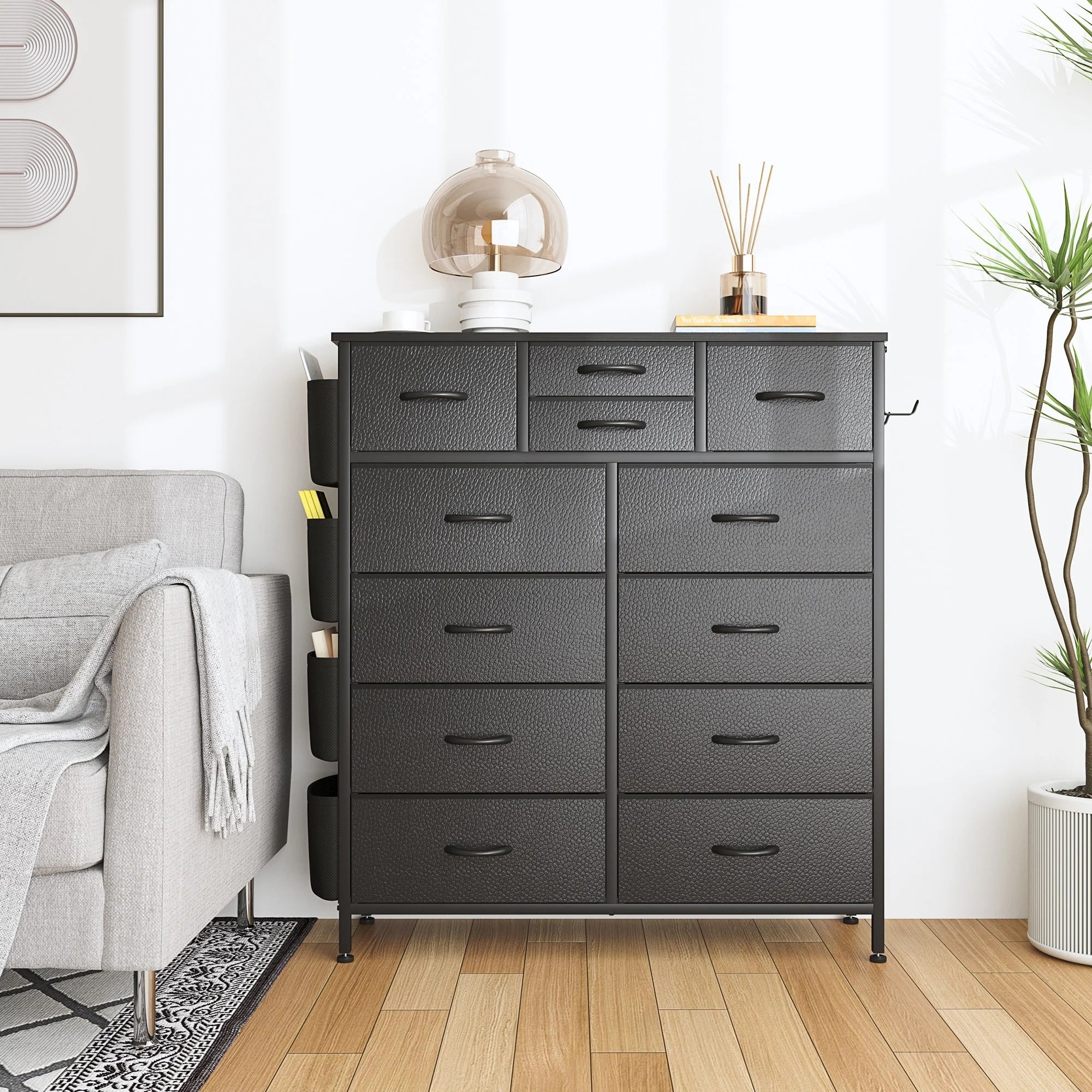 12 Drawer Dresser Fabric Tall Dressers for Bedroom Chest of Drawers