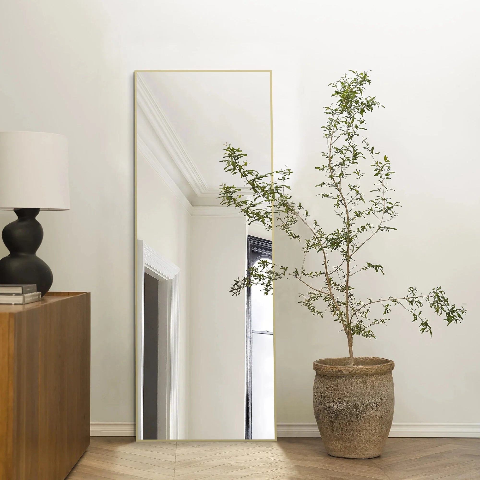 64x21 Full Length Floor Mirror with Stand Aluminum Alloy Frame,Wall-Mounted Mirror