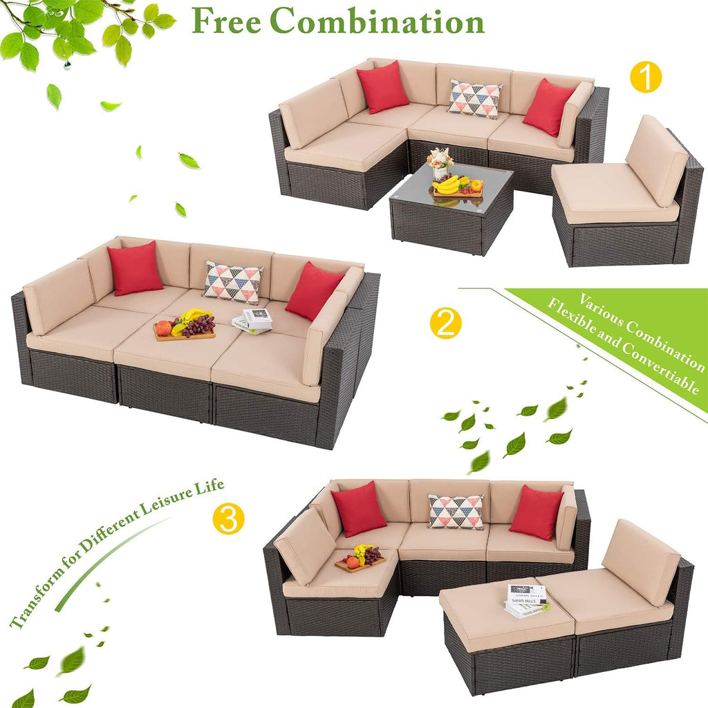 VONGRASIG 5 Piece All-Weather Patio Furniture Set with Ottoman