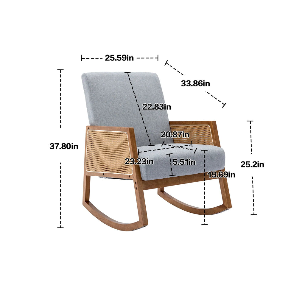 Living room Comfortable rocking chair living room chair Armchair Upholstered Tall Back Accent Glider Rocker
