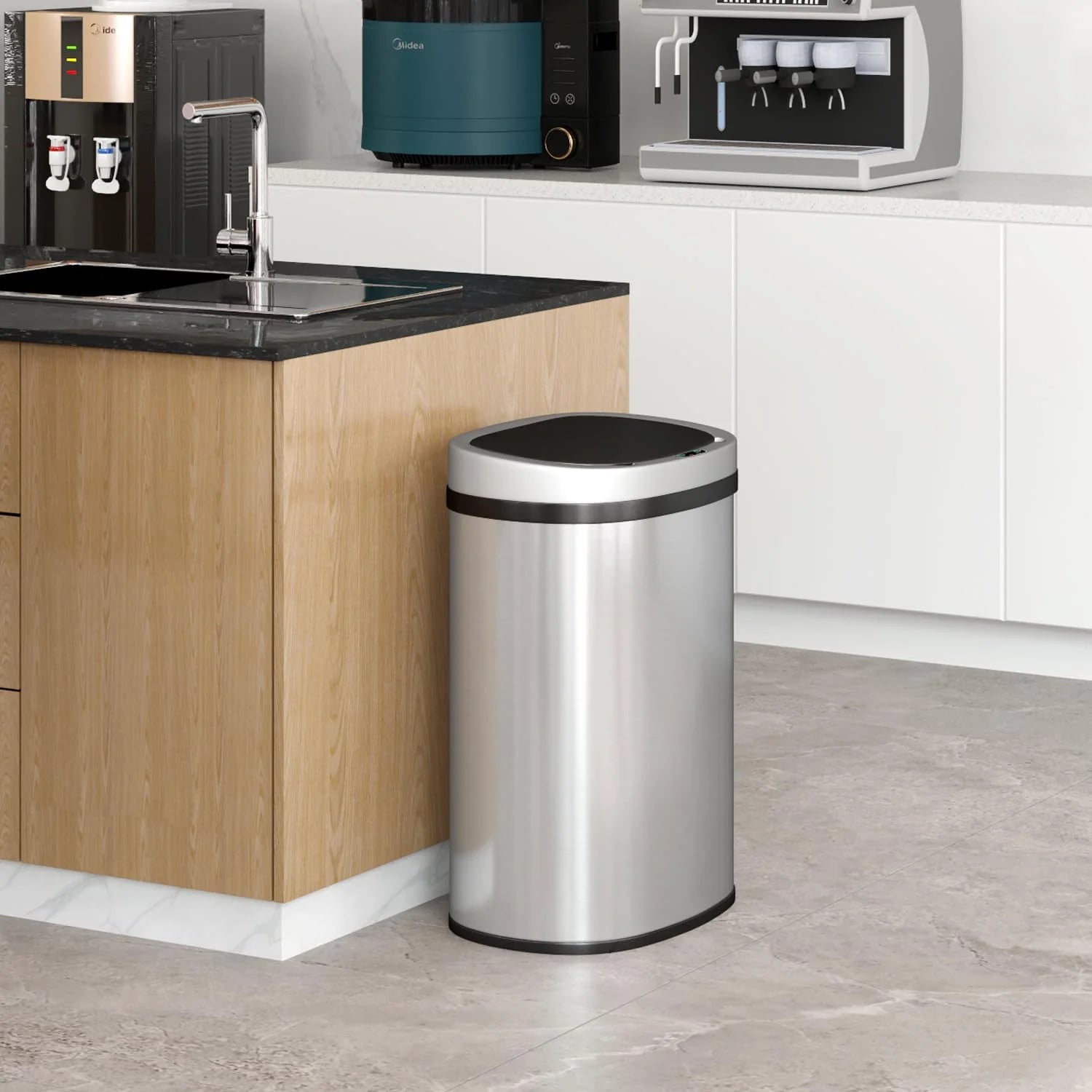 Kitchen Trash Can with Lid, 13 Gallon Automatic Garbage Can