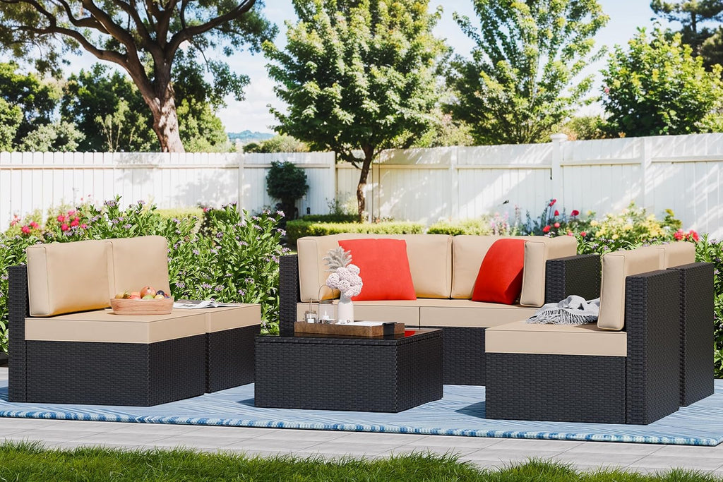 VONGRASIG 5 Piece All-Weather Patio Furniture Set with Ottoman