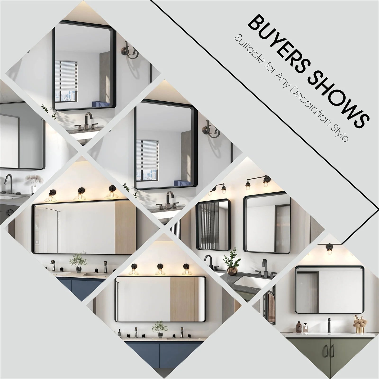 TOOLKISS Aluminum Alloy Round Corner Frame Vanity Mirror