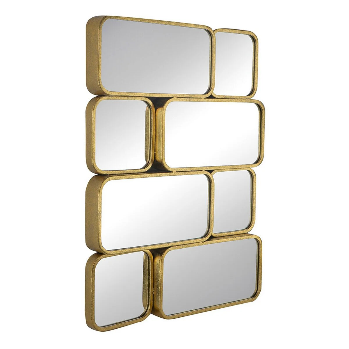 32 Inch Luxury Wall Decor Mirror, 8 Gold Finished Curved Metal Frames