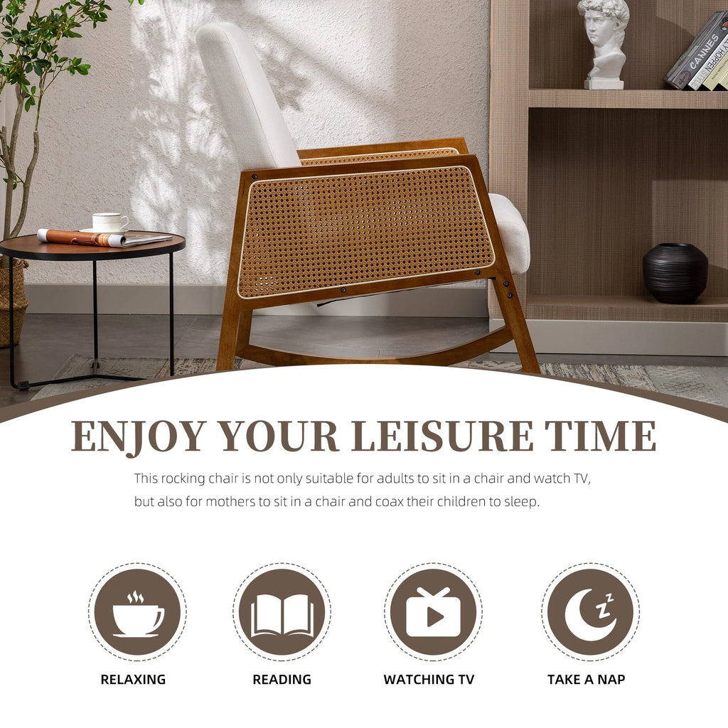 Living room Comfortable rocking chair living room chair Armchair Upholstered Tall Back Accent Glider Rocker