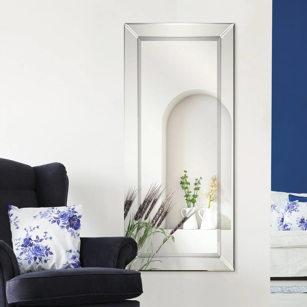 Beveled Rectangular Clear HD Wall Mounted Mirror for Bathroom, Vanity, Bedroom Mirrors, 3 sizes