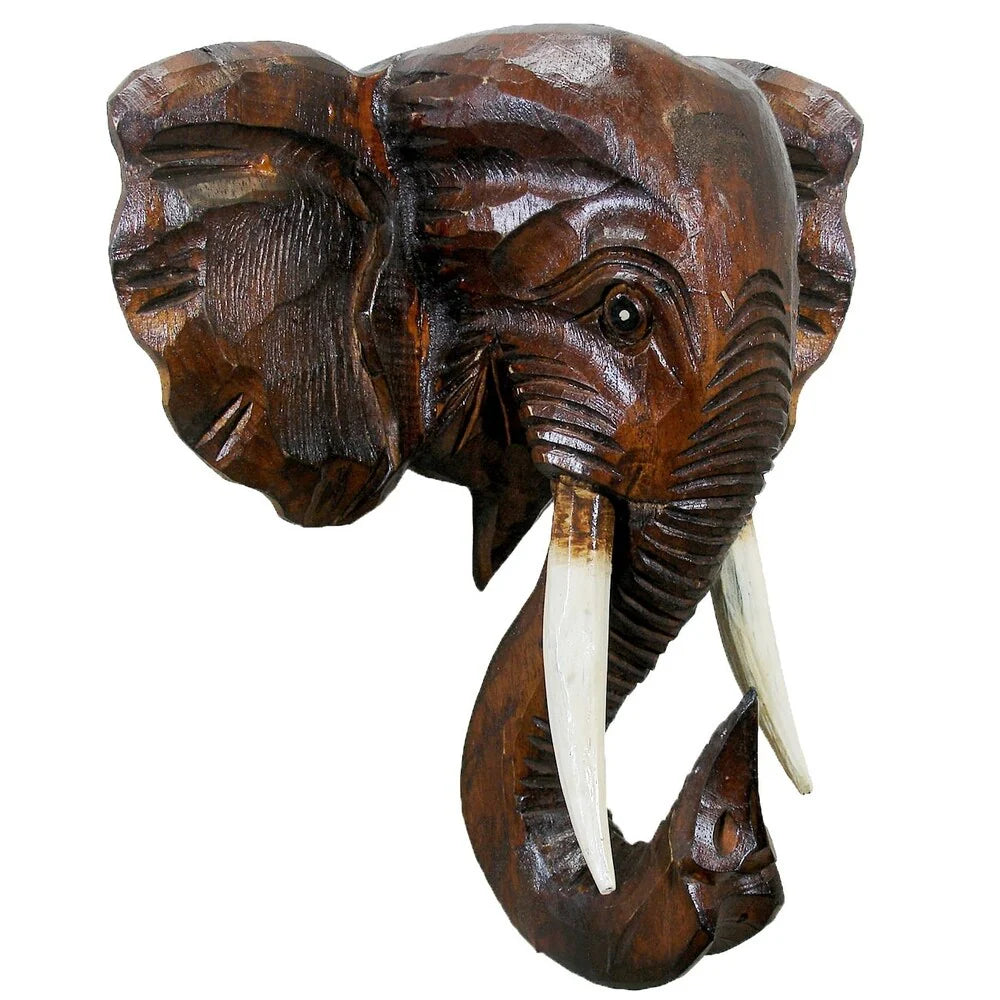 Wooden Elephant Head Wall D��cor