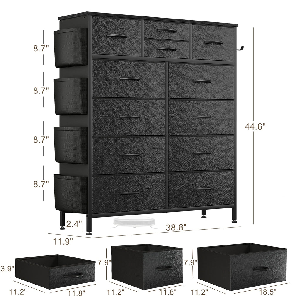 12 Drawer Dresser Fabric Tall Dressers for Bedroom Chest of Drawers