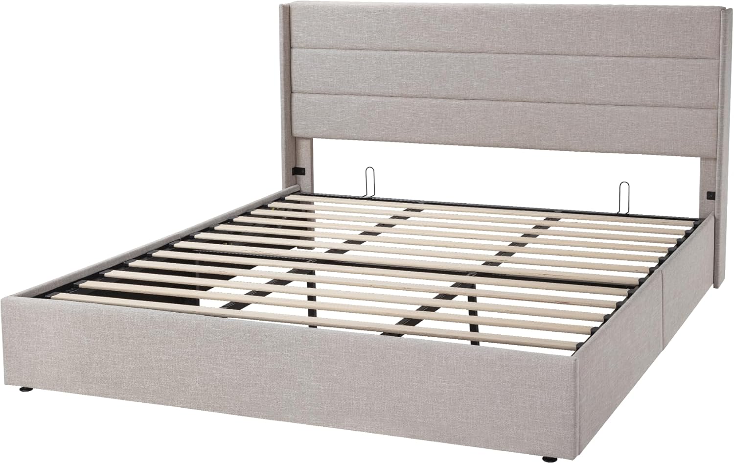 ALLEWIE Queen Size Lift Up Storage Bed with Wingback Headboard