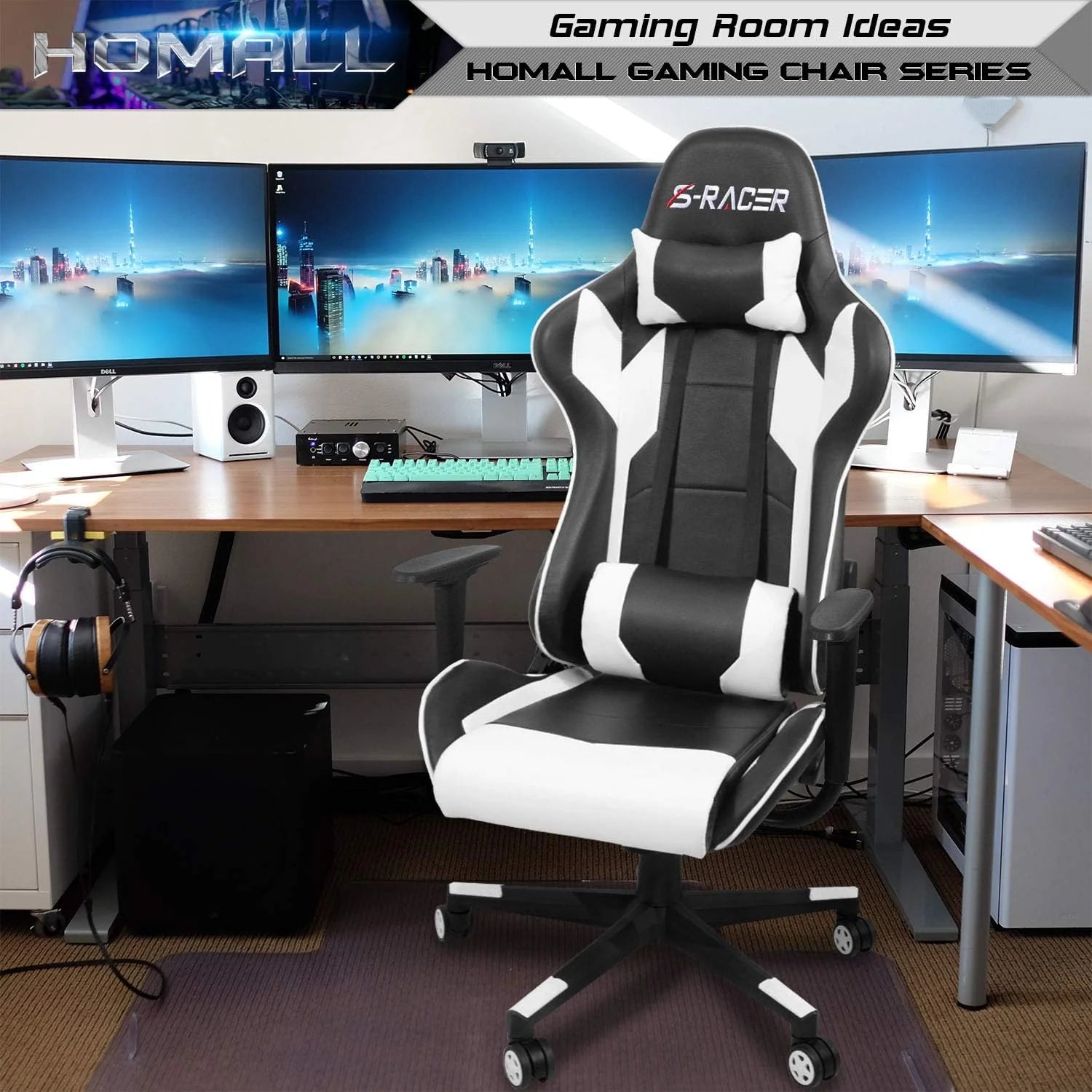 HOMALL Gaming Chair - Ergonomic Leather High Back Office Chair