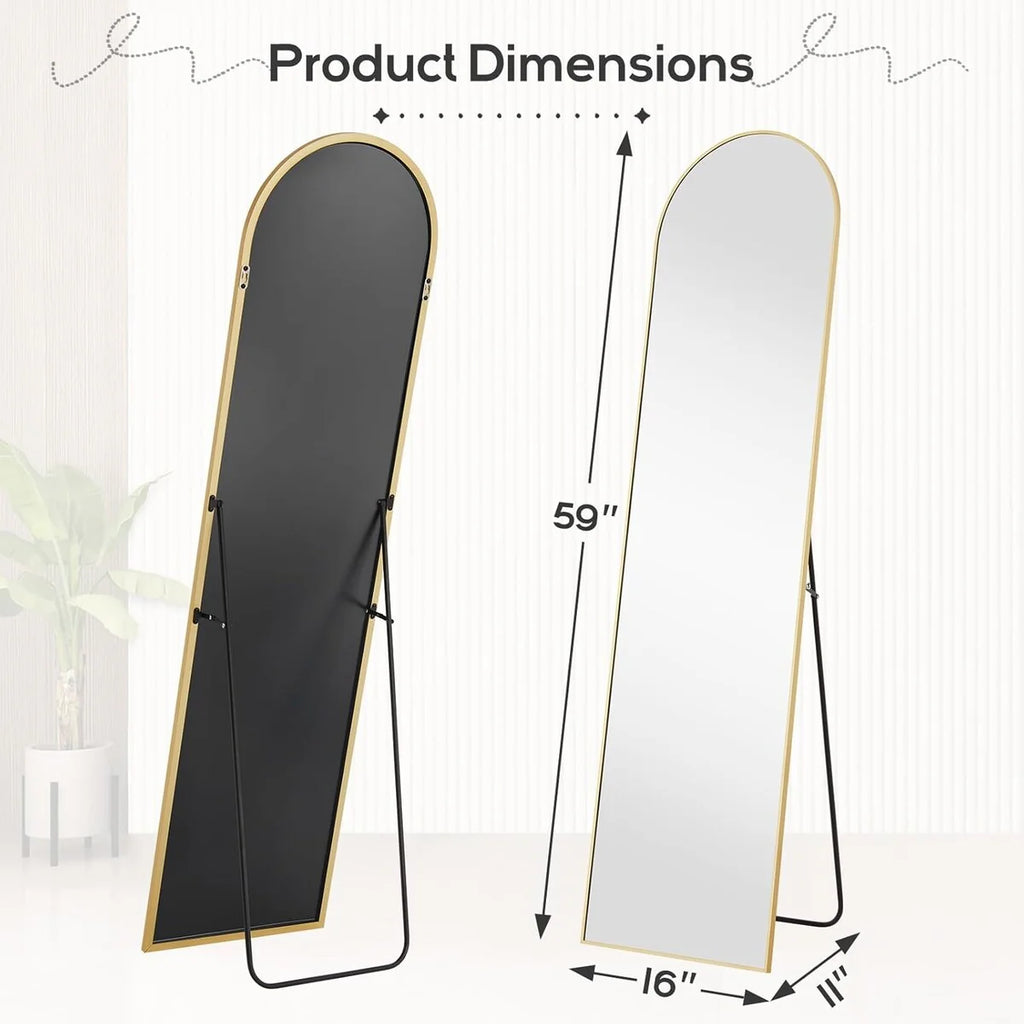 Full Length Mirror with Stand, Floor Mirror with Aluminum Alloy Frame for Bedroom, Standing Full Body Mirror for Wall, Cloakroom
