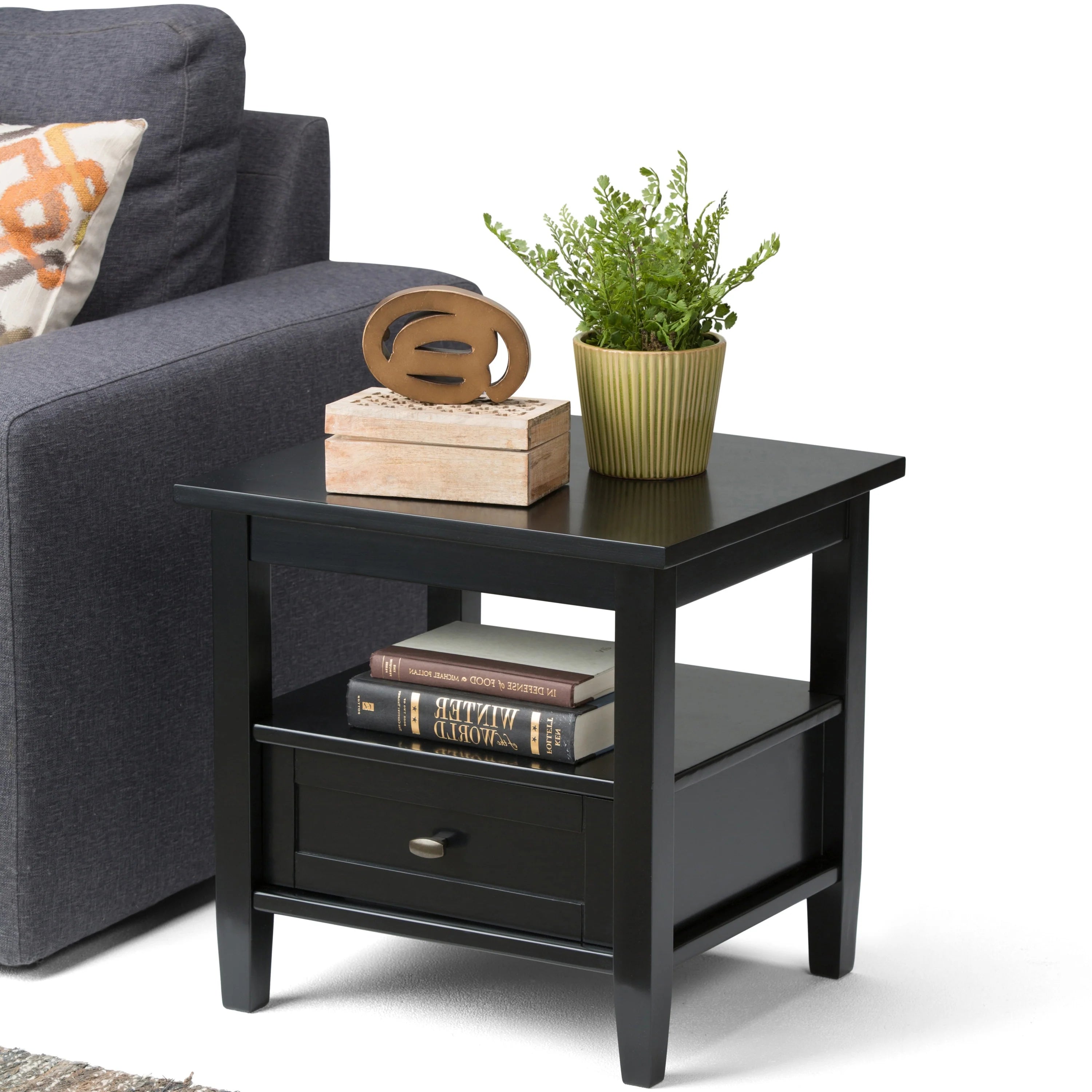 WYNDENHALL Norfolk SOLID WOOD 20 inch Wide Rectangle Transitional End Side Table - 20 inch Wide