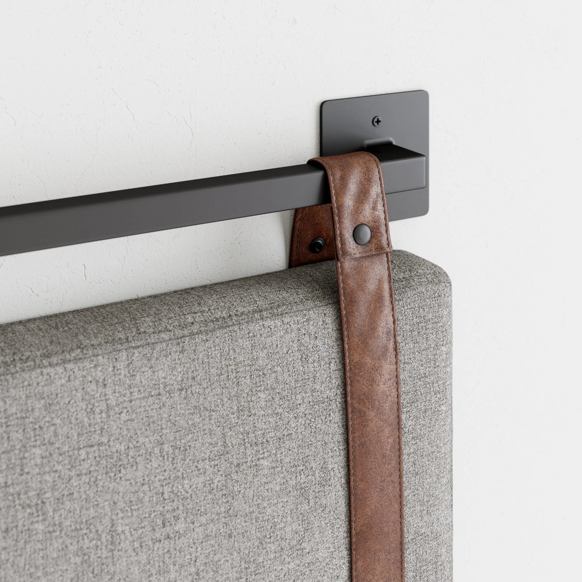 Nathan James Harlow Wall Mount Upholstered Headboard with Metal Rail