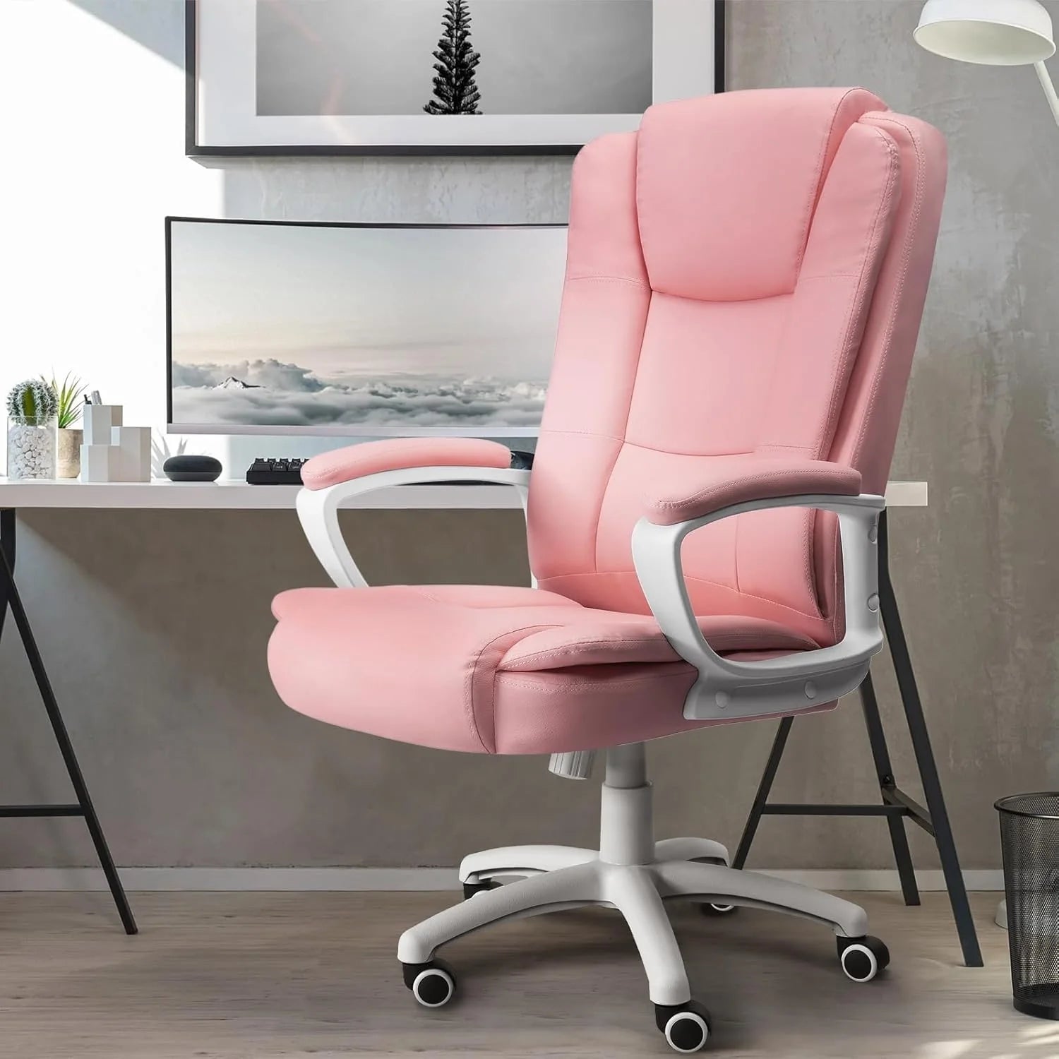 Bossin Big and Tall Office Chair High Back Executive Chair Ergonomic Adjustable Executive Leather Chair,400lbs