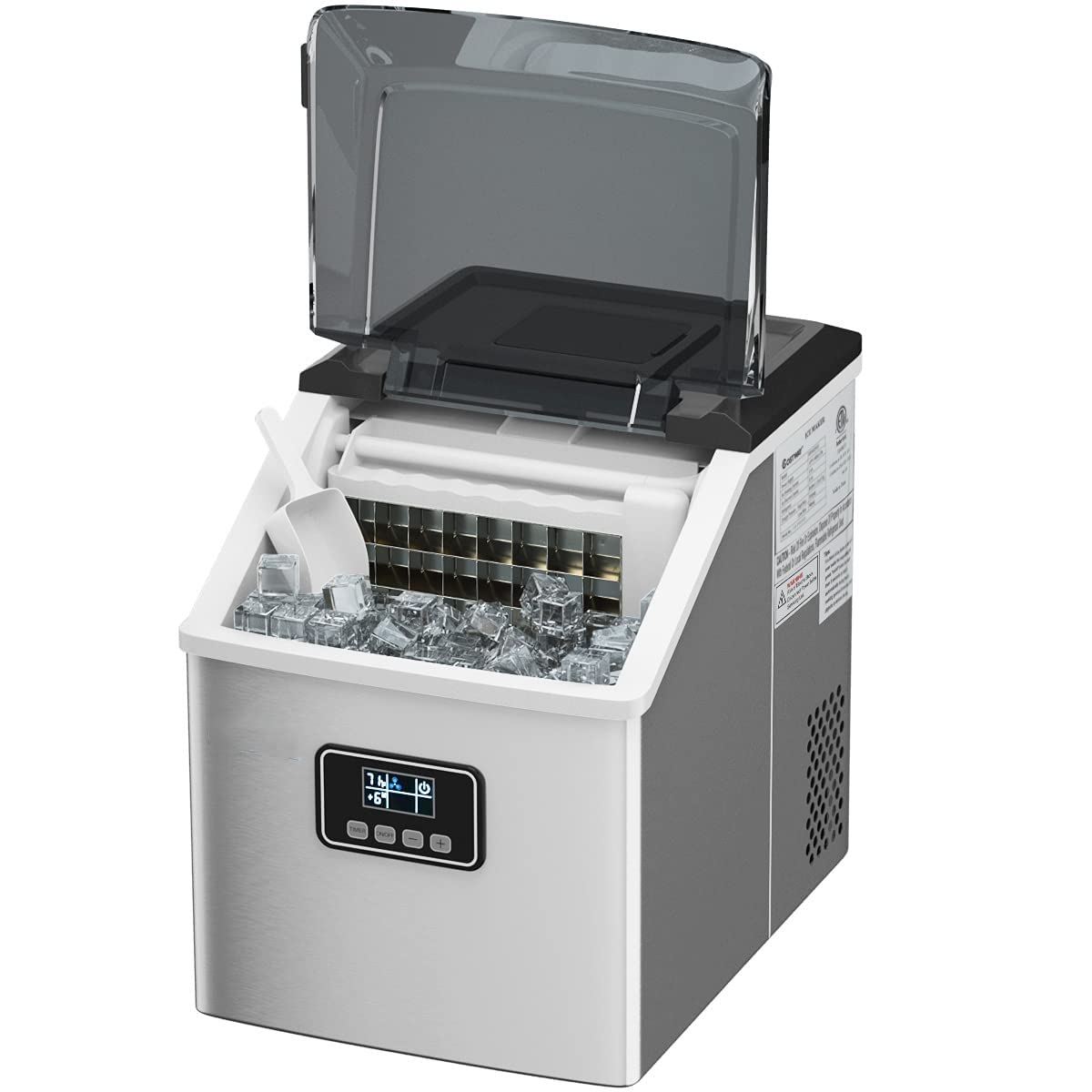 Countertop Ice Maker Machine, Stainless Steel, 48LBS/24H, Self-Clean Function