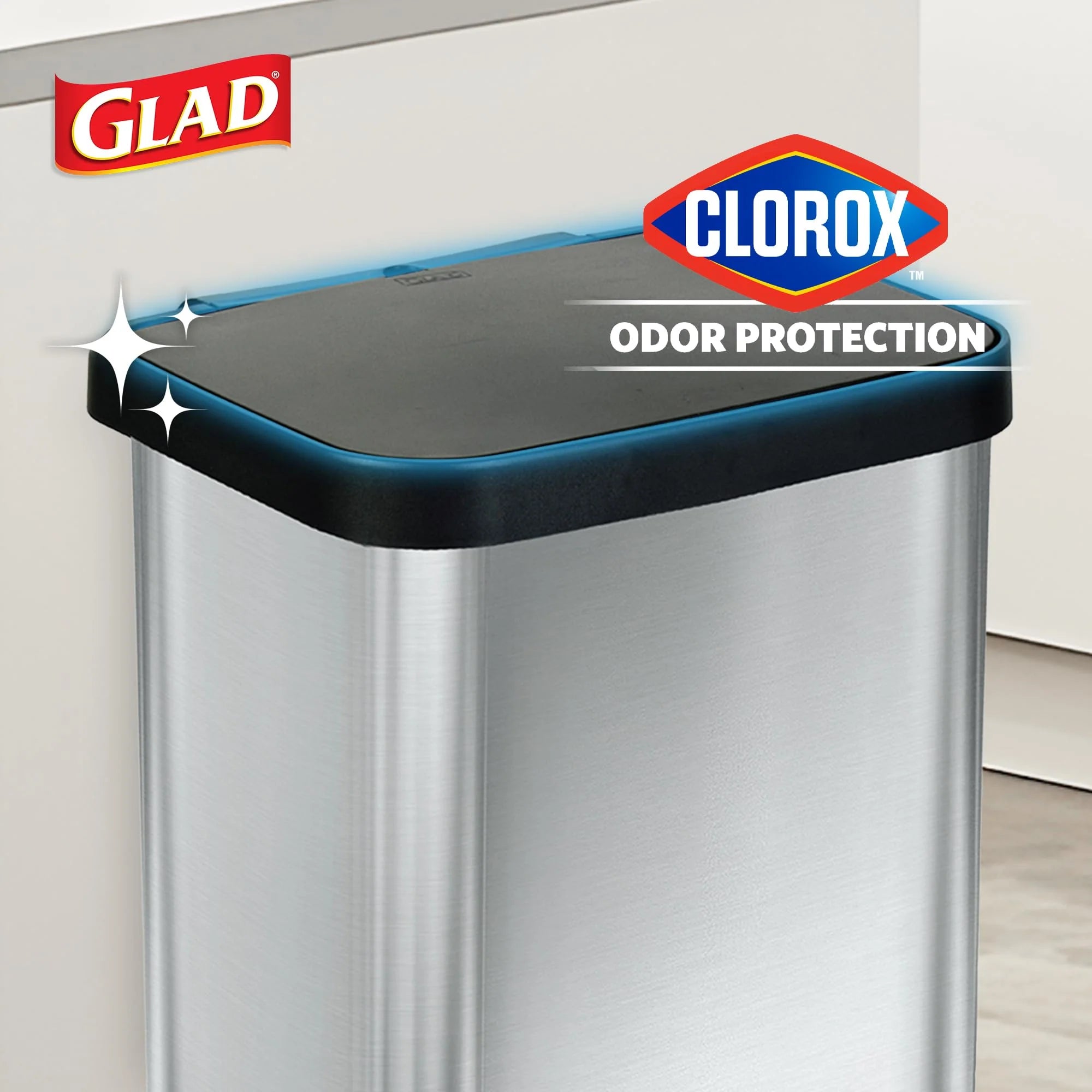 GLAD Stainless Steel 20 Gallon Step Trash Can with Odor Guard