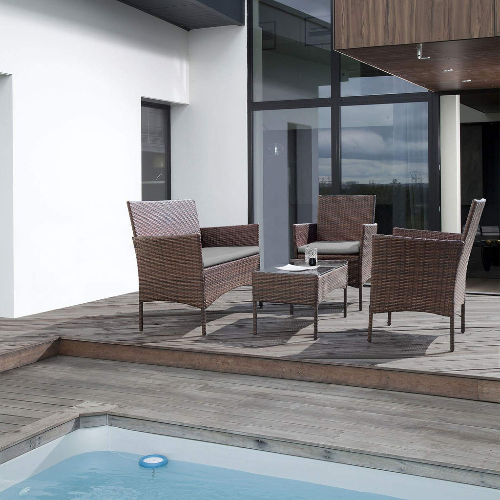 Homall 4 Pieces Outdoor Patio Furniture Sets Rattan Chair Wicker Set