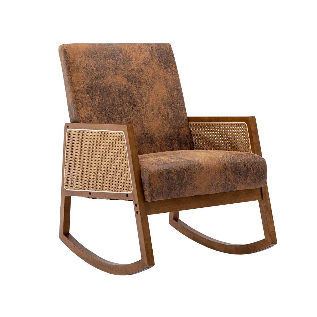 Living room Comfortable rocking chair living room chair Armchair Upholstered Tall Back Accent Glider Rocker