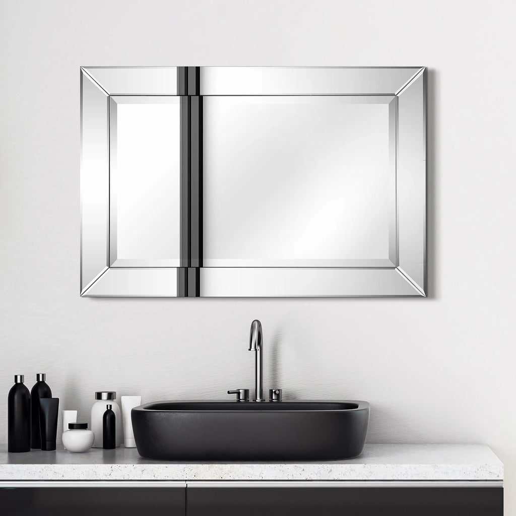 Beveled Rectangular Clear HD Wall Mounted Mirror for Bathroom, Vanity, Bedroom Mirrors, 3 sizes