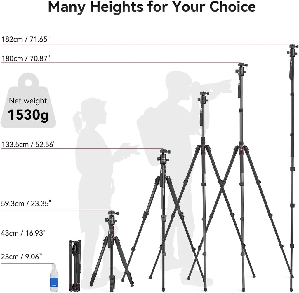 SmallRig Camera Tripod, 71" Foldable Aluminum Tripod/Monopod