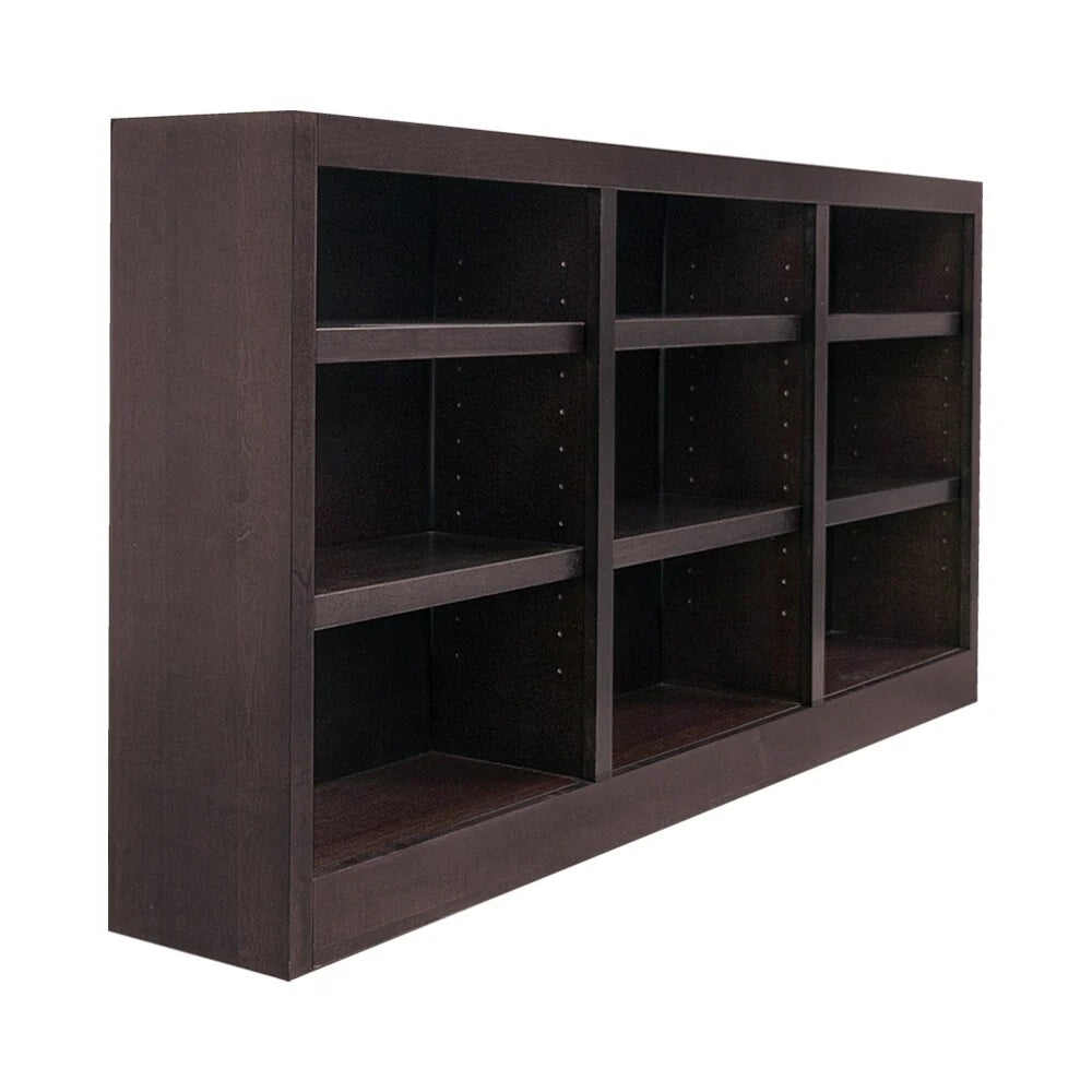 Concepts in Wood Triple Wide Wood Bookcase, 9 Shelf, 36 inch Tall