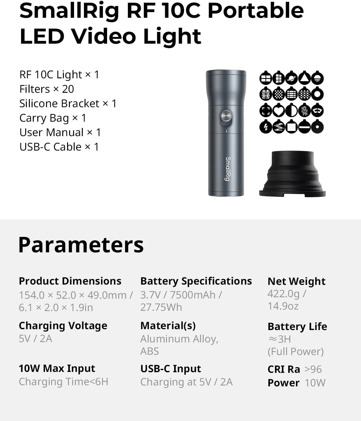 Smallrig RGB LED Photography Flashlight, 4 Color Fill Light