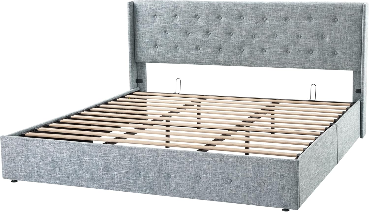 ALLEWIE Queen Size Lift Up Storage Bed with Wingback Headboard