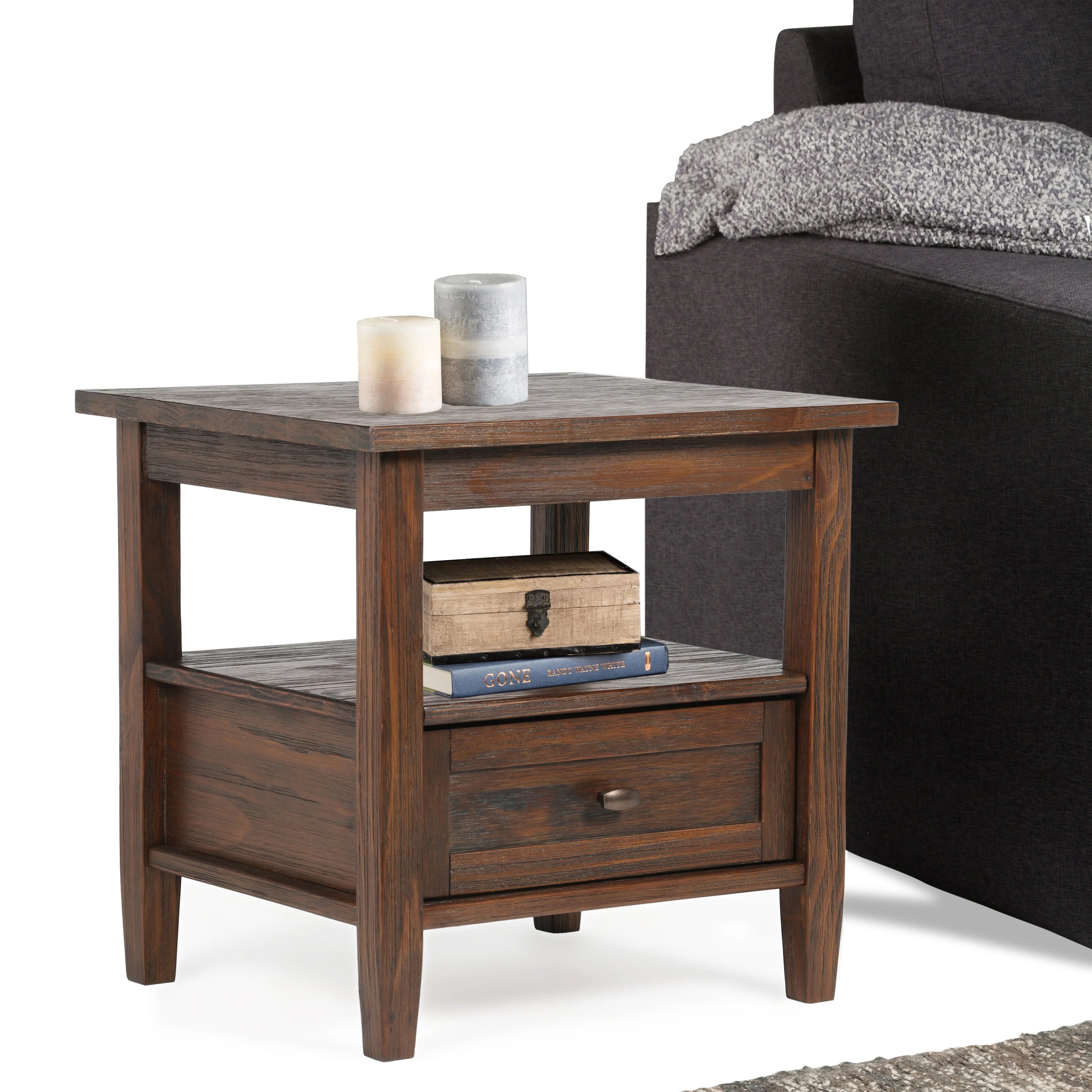 WYNDENHALL Norfolk SOLID WOOD 20 inch Wide Rectangle Transitional End Side Table - 20 inch Wide
