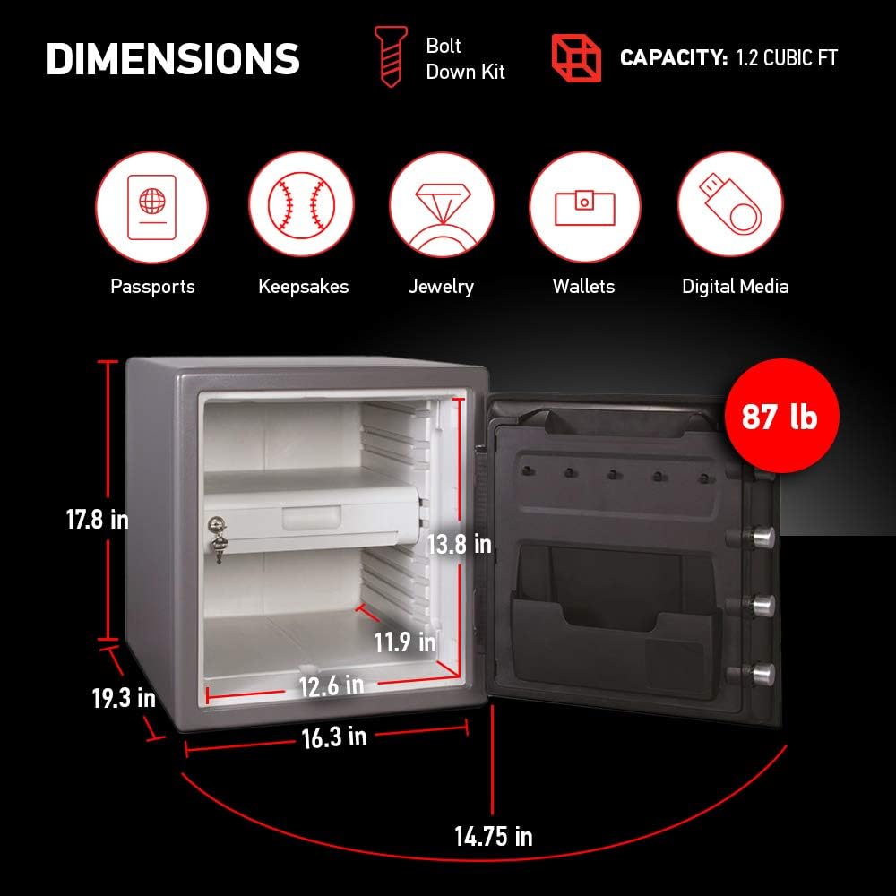 SENTRYSAFE Waterproof Fireproof Alloy Steel Digital Safe 1.23 cu ft