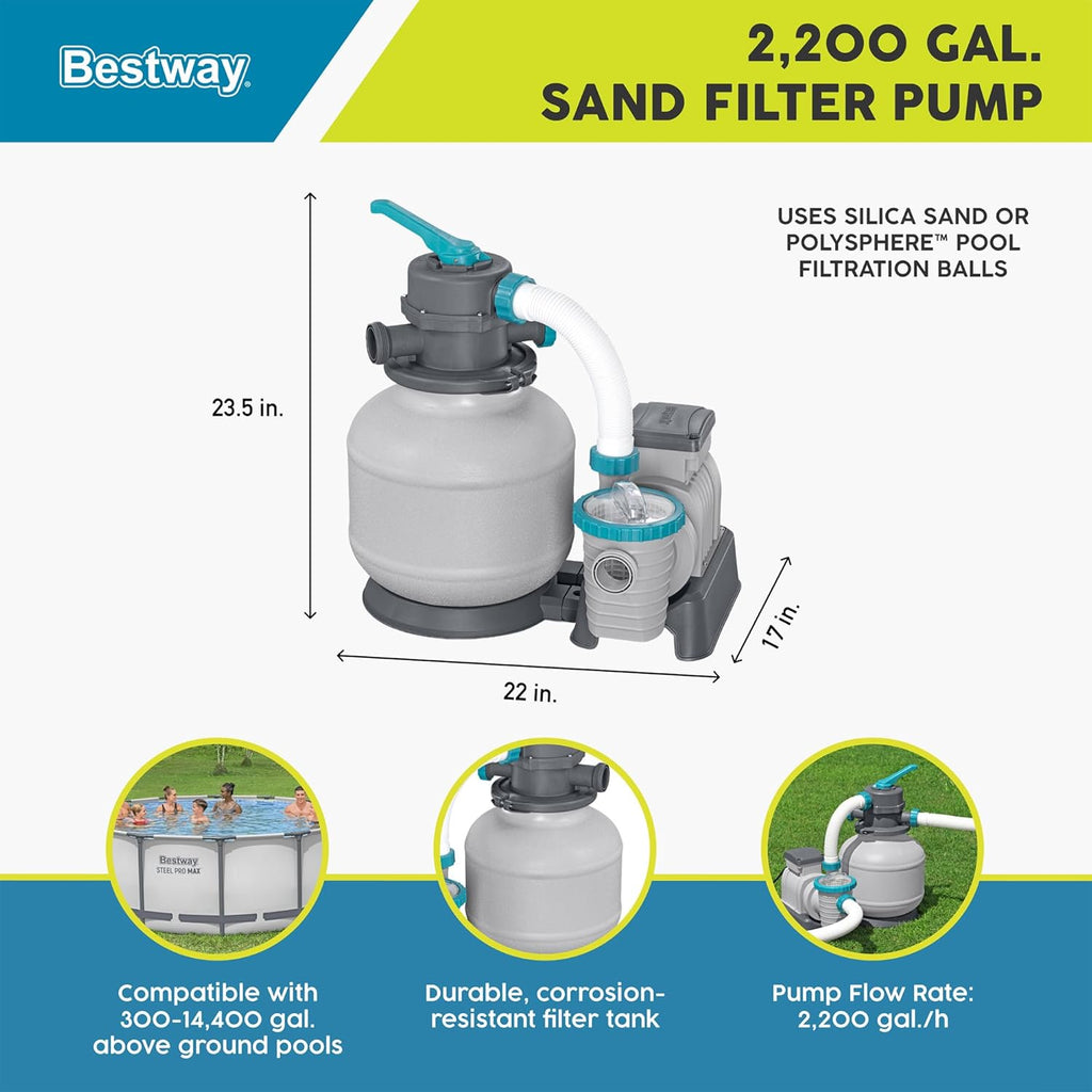BESTWAY 2,200 Gallon Sand Filter Pump for Above Ground Pools
