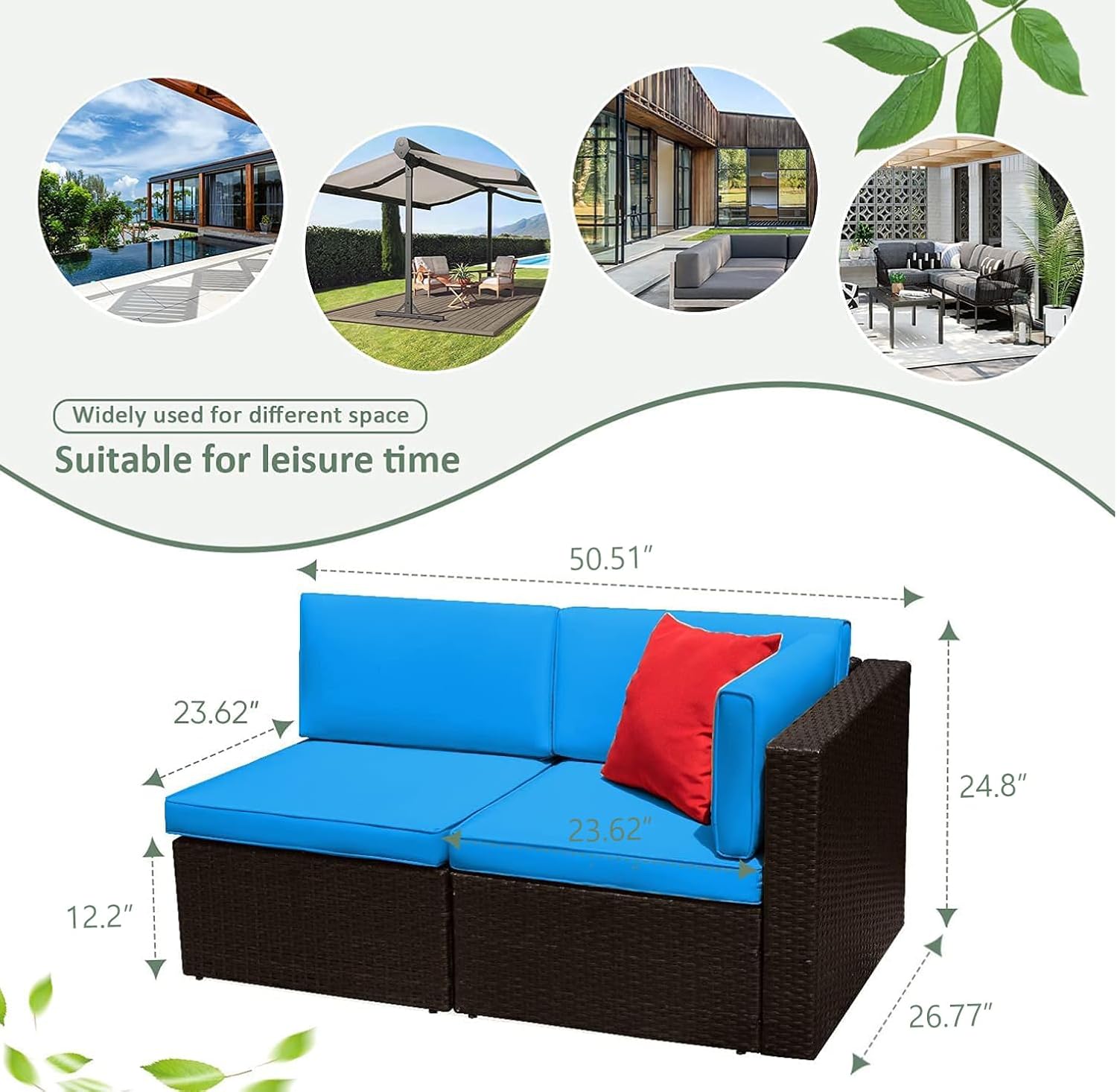 DEVOKO 5 Pieces All-Weather Patio Furniture Set with Cushions