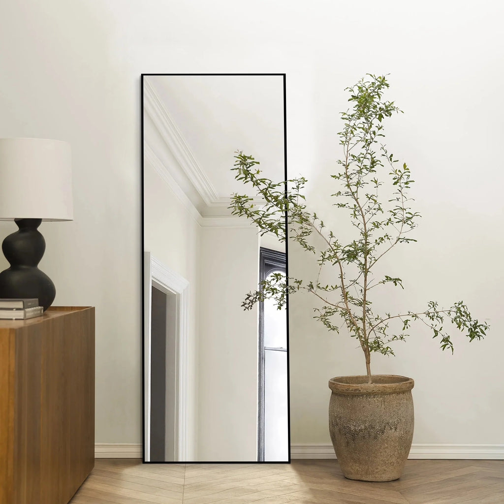 64x21 Full Length Floor Mirror with Stand Aluminum Alloy Frame,Wall-Mounted Mirror