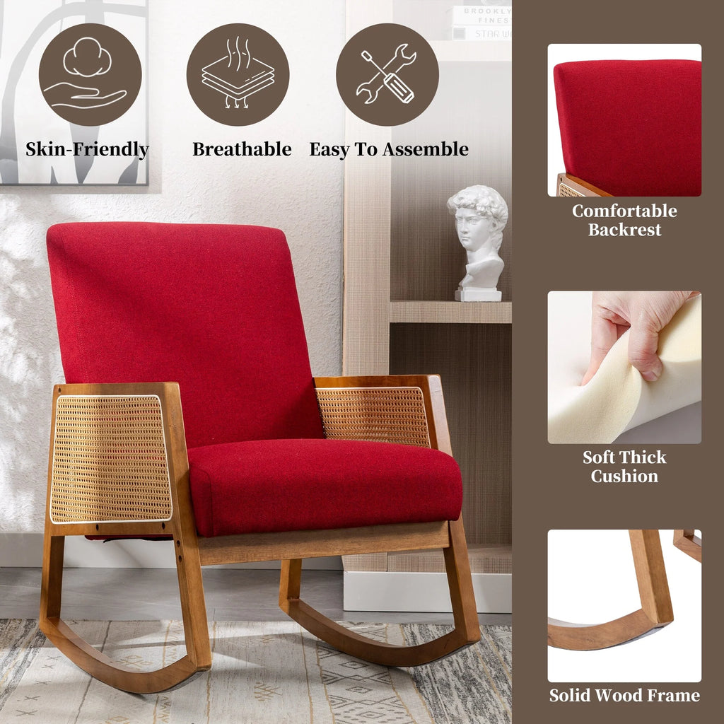 Living room Comfortable rocking chair living room chair Armchair Upholstered Tall Back Accent Glider Rocker