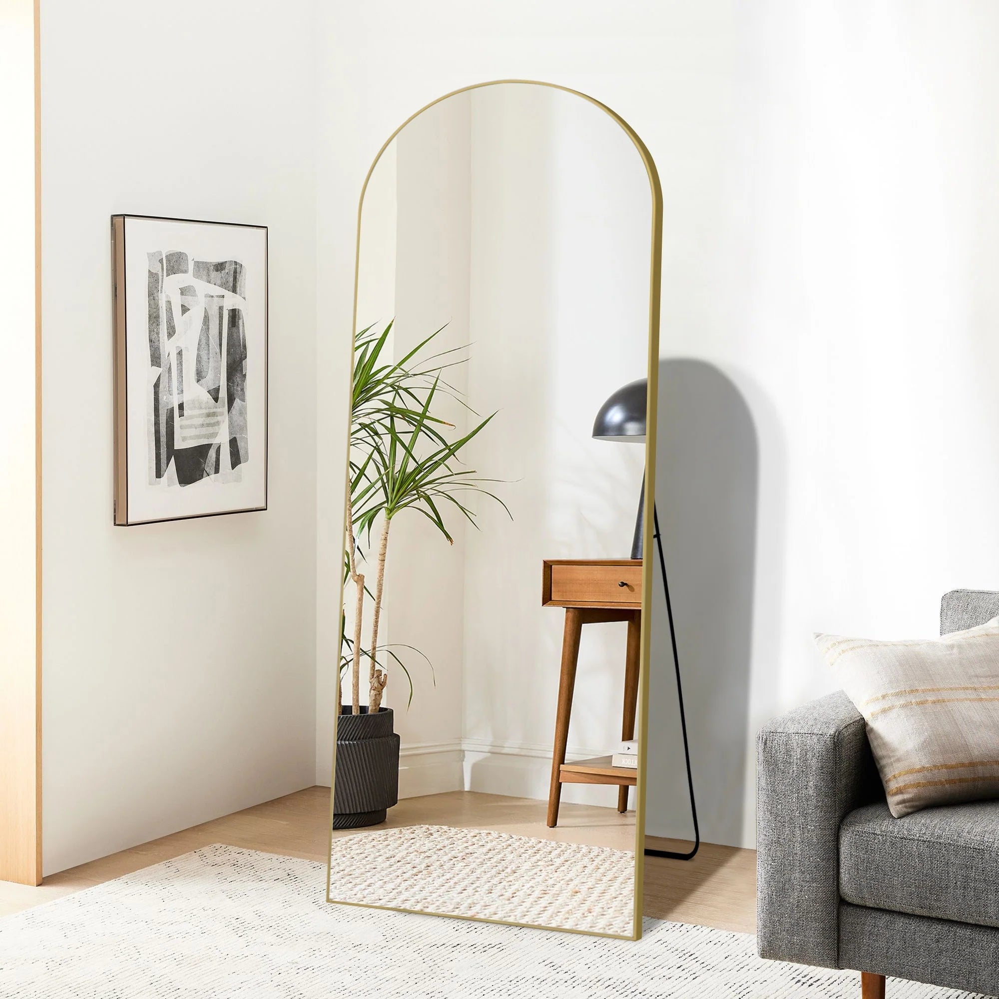 64x21 Full Length Floor Mirror with Stand Aluminum Alloy Frame,Wall-Mounted Mirror