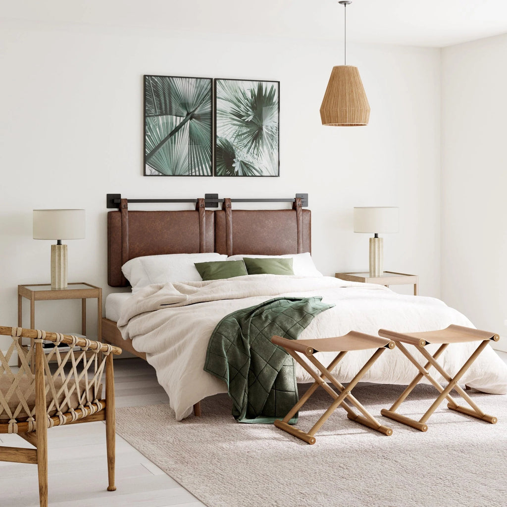 Nathan James Harlow Wall Mount Upholstered Headboard with Metal Rail