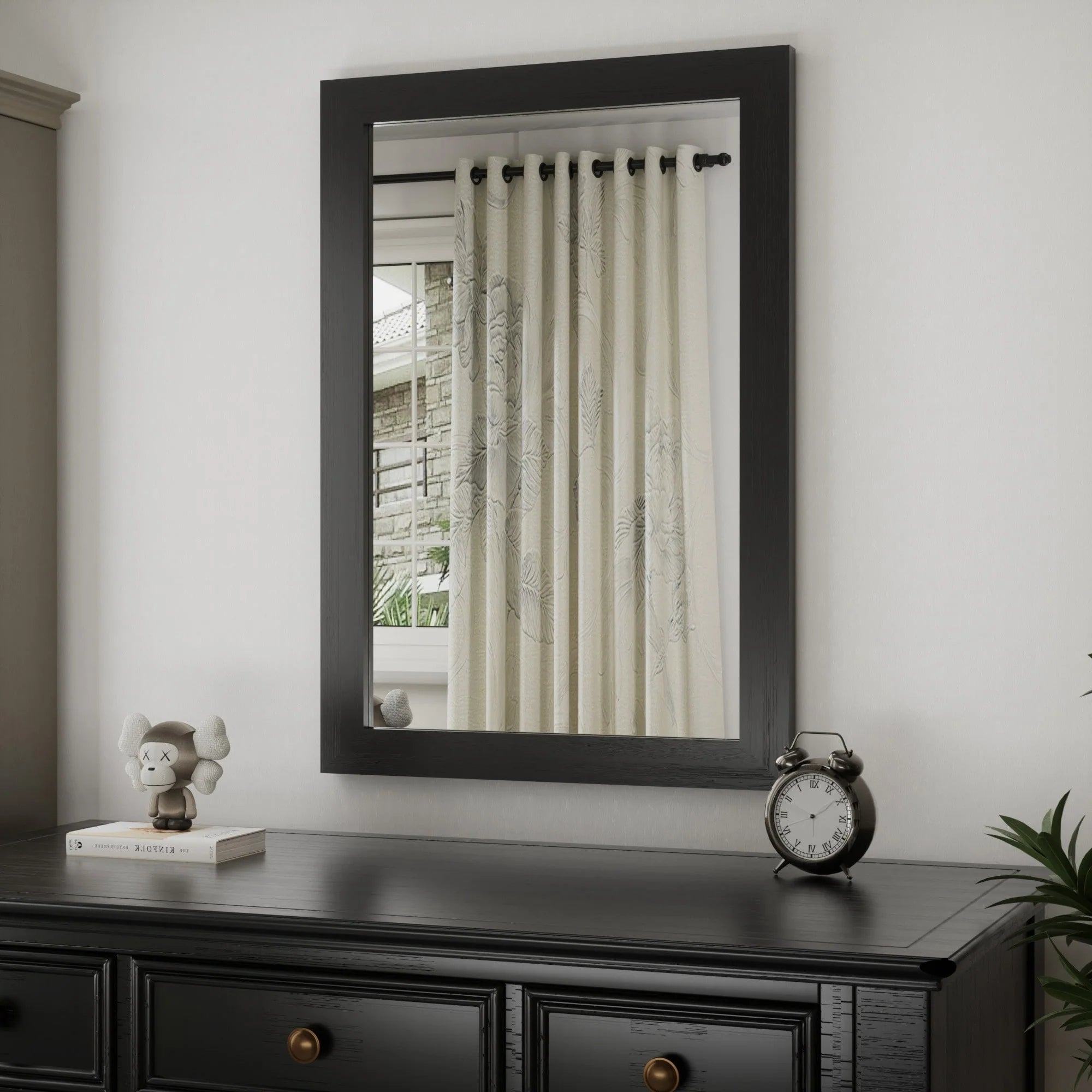 Modern Wall Mirrors, Rectangular Mirror with Wood Framed, Bathroom Mirror Barn Mirror Barn Door Mirror with Multi Size