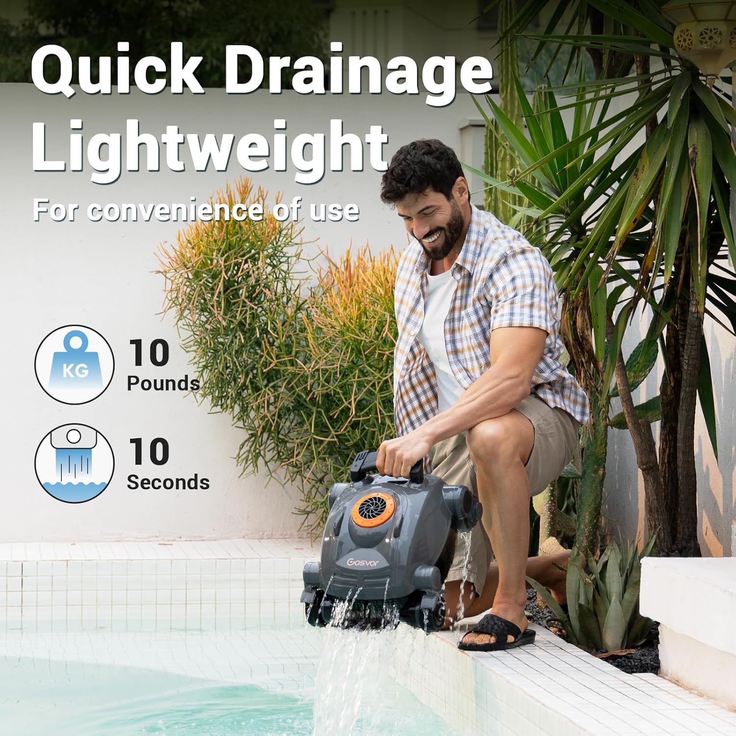 GOSVOR Pivot Cordless Robotic Pool Cleaner - Wall Climbing
