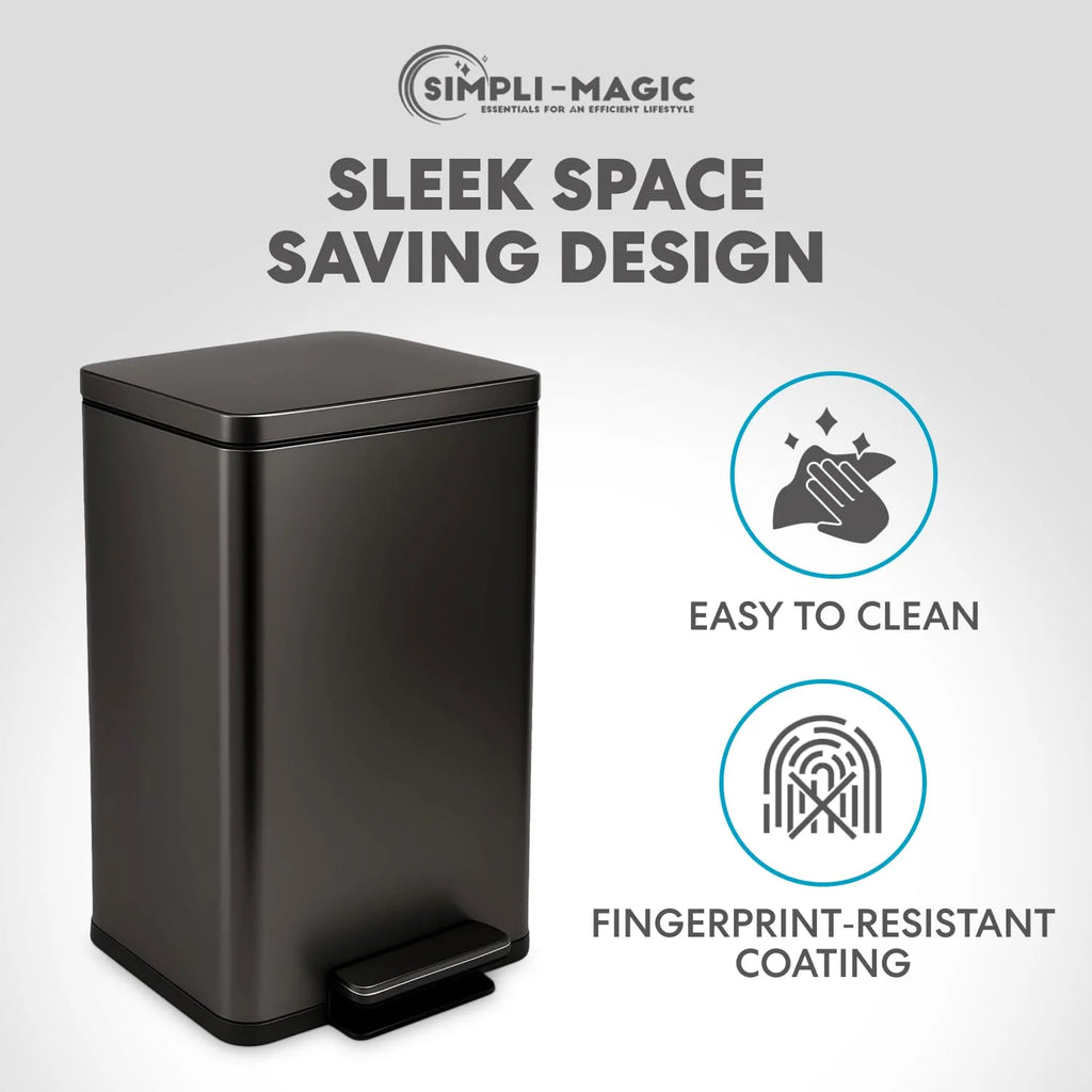 SIMPLI-MAGIC 13.2 Gallon Step Trash Can - Odor Control, Hands-Free